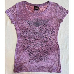 Harley Davidson Women Purple Burn Out T-Shirt Conrad's Joliet, IL Short Sleeve M